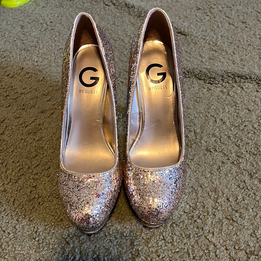 Guess rose gold sparkle heels